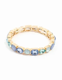 Gold Blue Cluster Bracelet