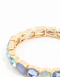 Gold Blue Cluster Bracelet
