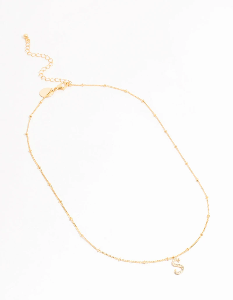 Gold Plated Cursive Initial Necklace