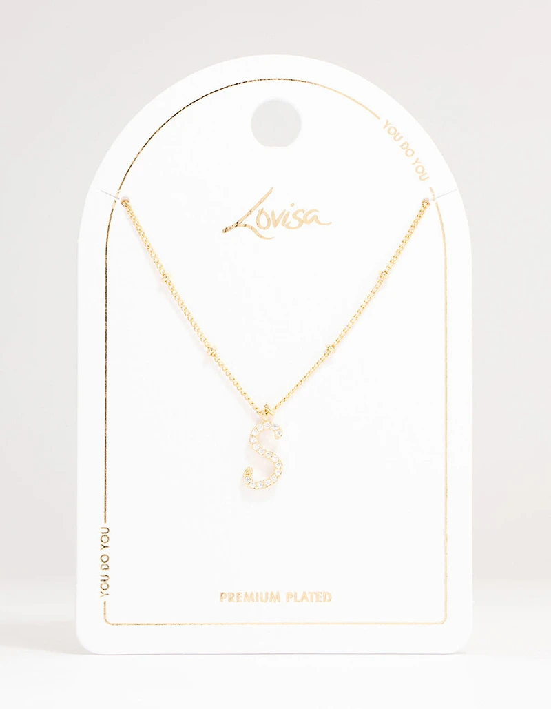 Gold Plated Cursive Initial Necklace