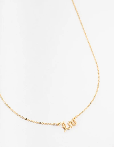 Gold Plated Leo Gothic Script Necklace