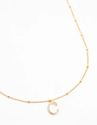 Gold Plated Cursive C Initial Necklace