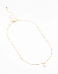 Gold Plated Cursive C Initial Necklace