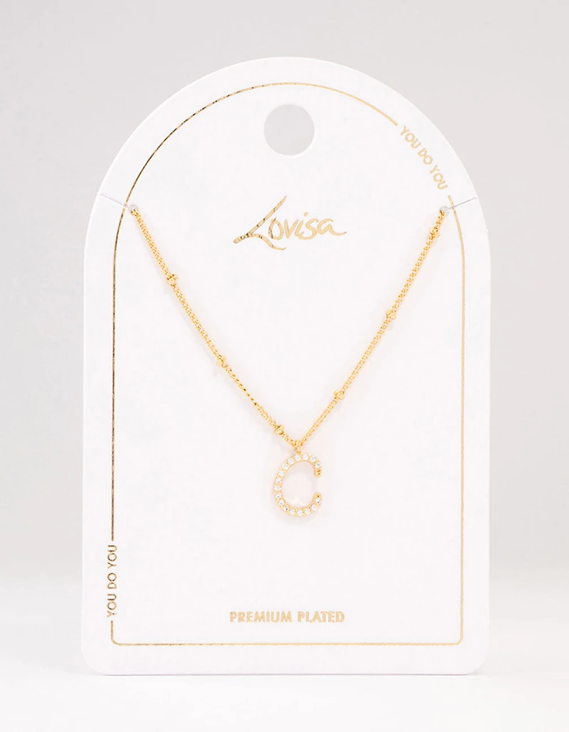 Gold Plated Cursive C Initial Necklace