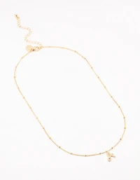 Gold Plated Cursive A Initial Necklace