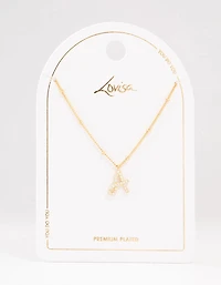 Gold Plated Cursive A Initial Necklace