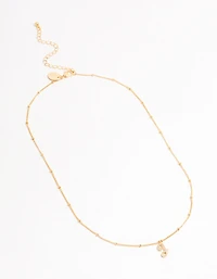 Gold Plated Cursive J Initial Necklace