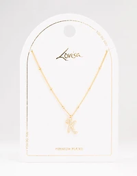 Gold Plated Cursive K Initial Necklace