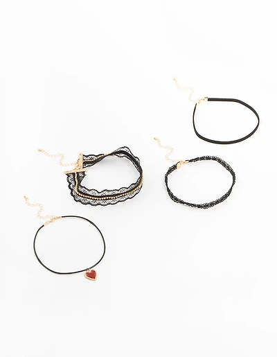 Fabric Choker Necklace 4-Pack