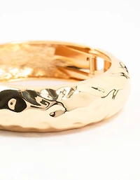 Gold Plated Hammered Wide Bangle