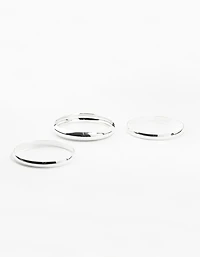 Bracelets classiques lisses de taille moyenne plaqués argent en paquet de 3