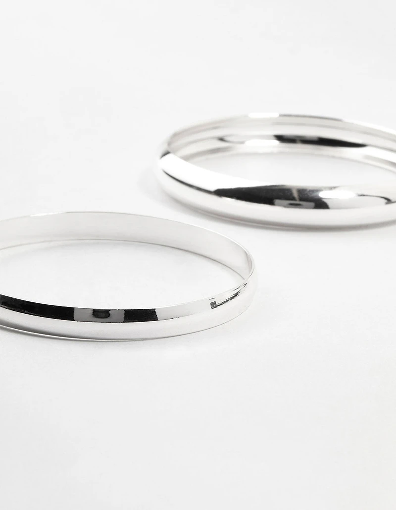 Bracelets classiques lisses de taille moyenne plaqués argent en paquet de 3