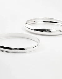 Bracelets classiques lisses de taille moyenne plaqués argent en paquet de 3