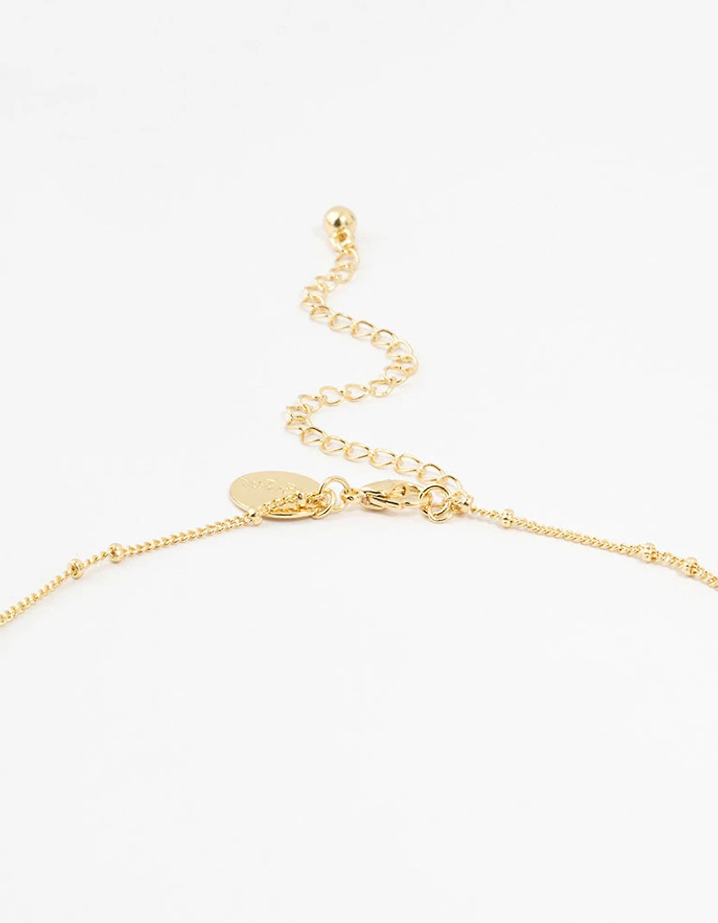 Gold Plated Alternating Pearl & Cubic Zirconia Station Necklace