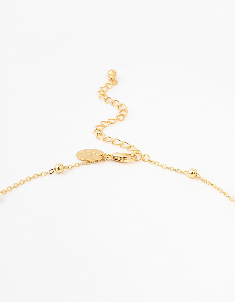 Gold Plated Alternating Pearl & Ball Y Necklace