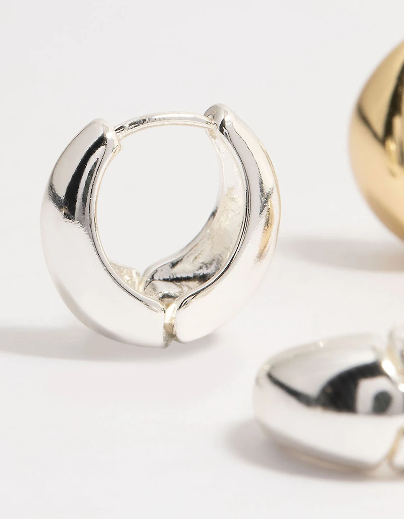 Mixed Metals Clean Hoop Earrings 2-Pack