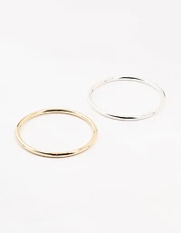 Mixed Metals Round Bangles 2-Pack