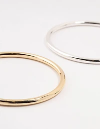 Mixed Metals Round Bangles 2-Pack
