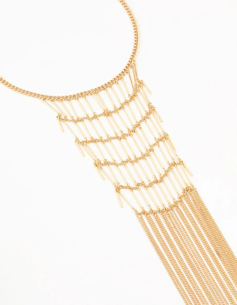 Gold Multirow Statement Necklace