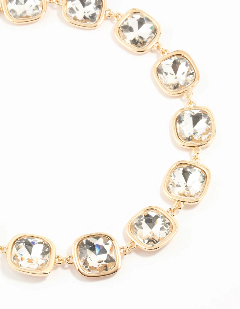 Gold Diamante Round Necklace