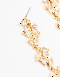 Gold Plated Cascading Pear & Marquise Cubic Zirconia Earrings