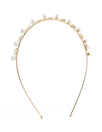 Bandeau alternatif fleur et perle doré