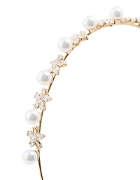 Bandeau alternatif fleur et perle doré