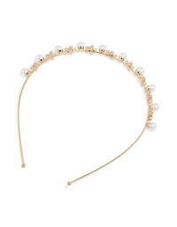 Bandeau alternatif fleur et perle doré