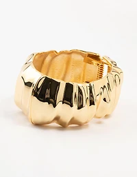 Gold Plated Chunky Ripple Wrist Cuff