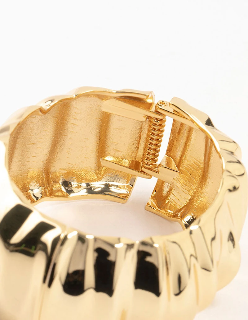 Gold Plated Chunky Ripple Wrist Cuff