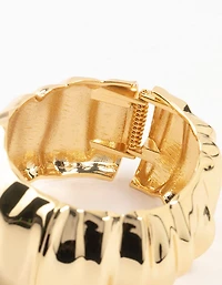 Gold Plated Chunky Ripple Wrist Cuff