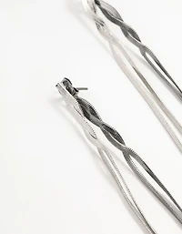 Silver Front Back Chain Drop Earrings