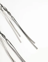 Silver Front Back Chain Drop Earrings