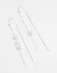 Silver Butterfly Cubic Zirconia Drop Earrings