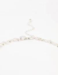 Silver Fine Station Pearl Necklace