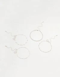 Silver Dainty Pearl Bracelets & Anklets Set