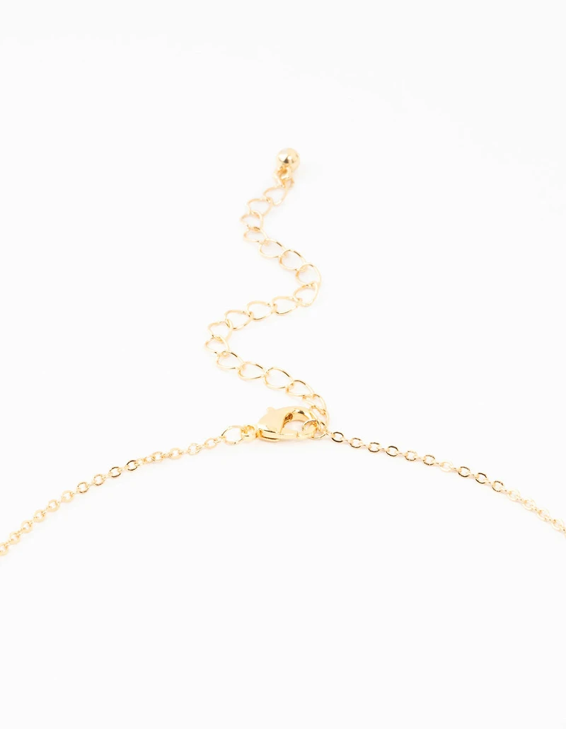 Gold Plated Brass Large Baguette Cut Cubic Zirconia Cross Necklace