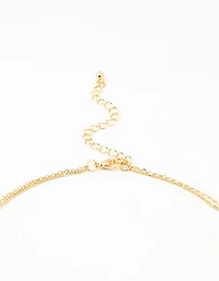 Gold Plated Brass Bow & Pearl Layered Necklace
