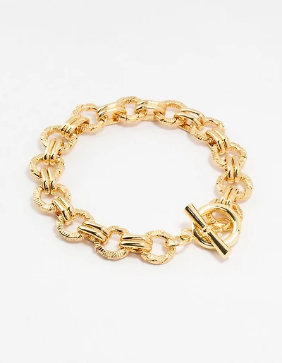 Bracelet en laiton plaqué or à maillons nautiques en T