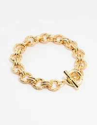 Bracelet en laiton plaqué or à maillons nautiques en T