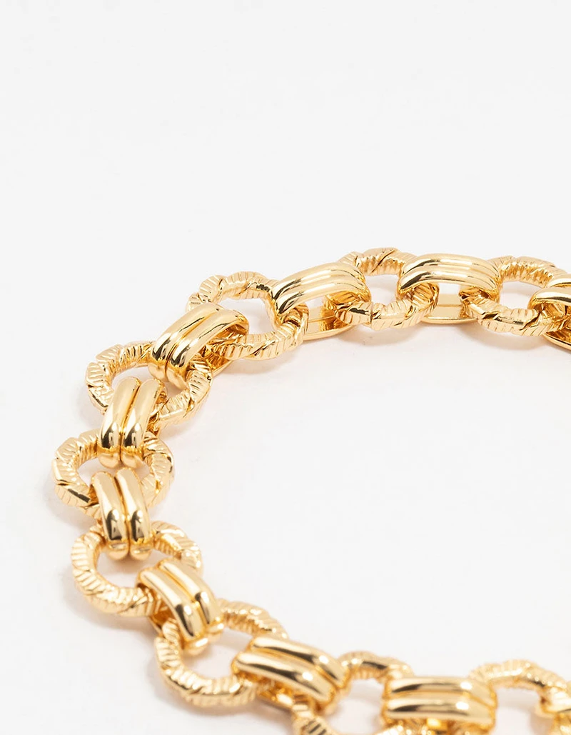 Bracelet en laiton plaqué or à maillons nautiques en T