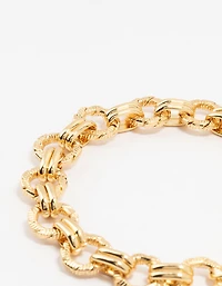Bracelet en laiton plaqué or à maillons nautiques en T