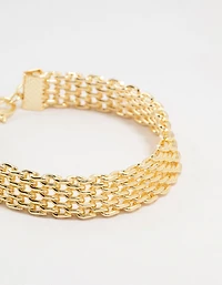 Gold Plated Brass Skinny Mesh Link Bracelet