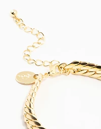 Gold Plated Brass Herringbone T & O Bracelet