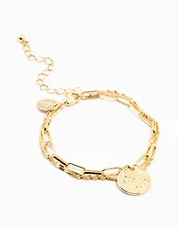 Gold Plated Brass Double Layered Mini Coin Bracelet