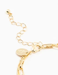 Gold Plated Brass Double Layered Mini Coin Bracelet