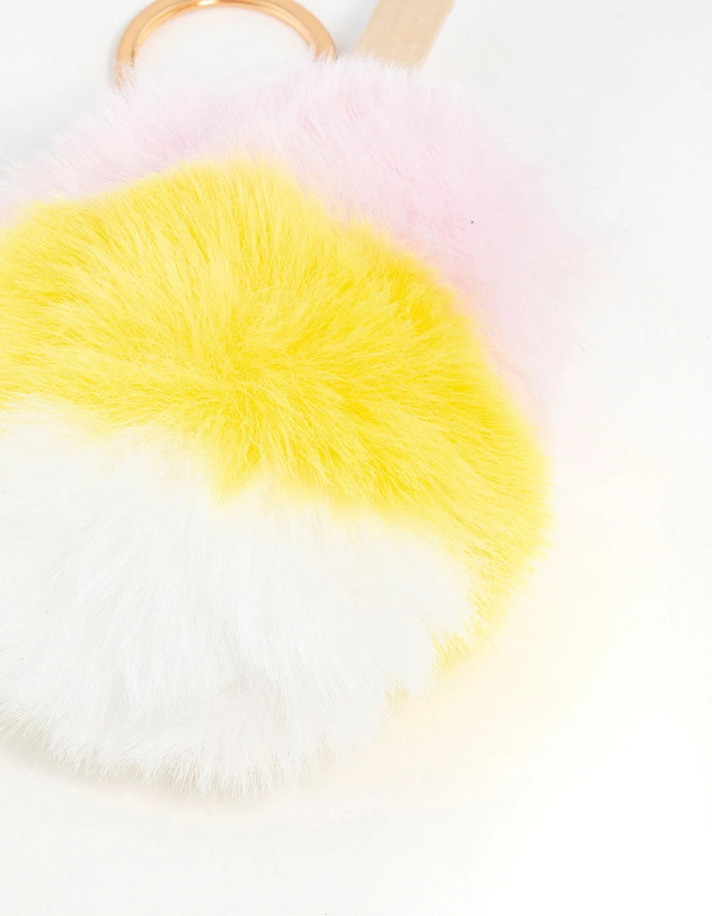 Porte-clés à crème glacée jaune, rose et blanc