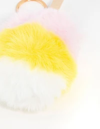 Porte-clés à crème glacée jaune, rose et blanc