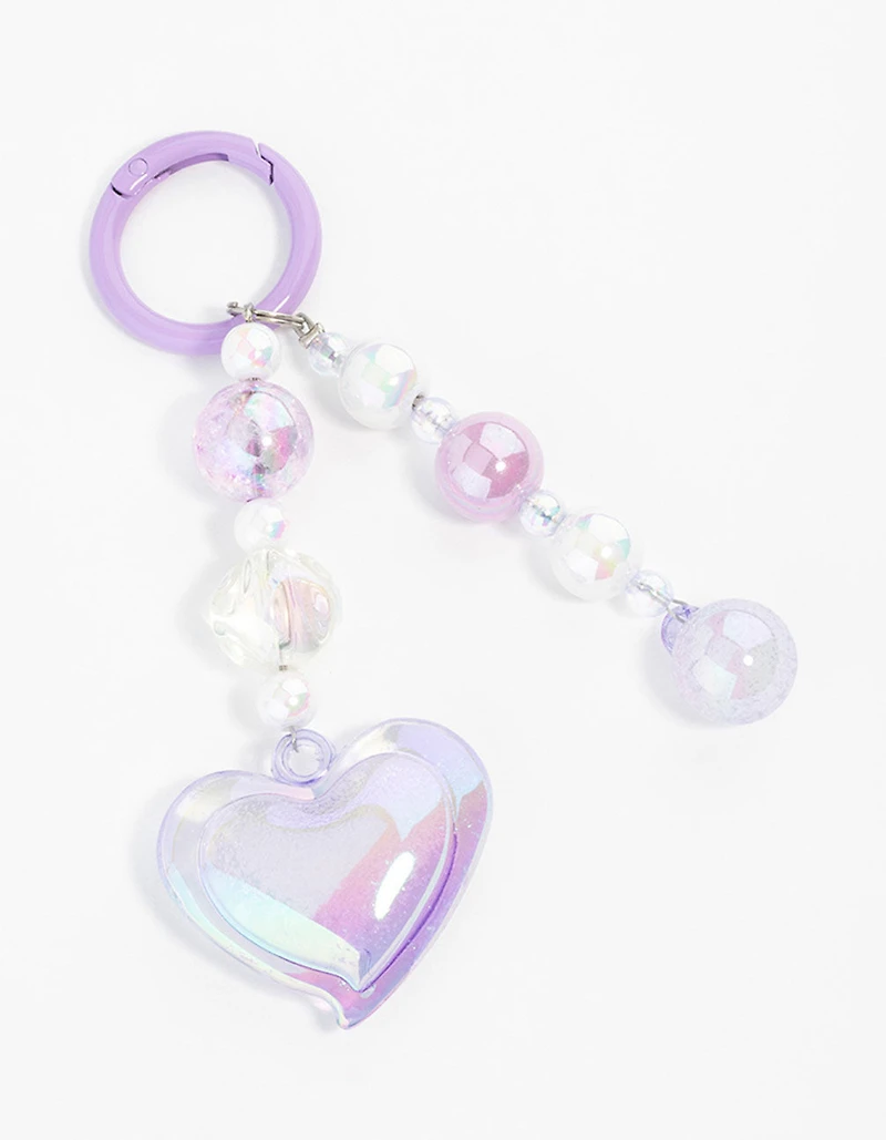 Purple Plastic Large Heart Keychain