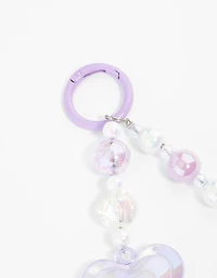 Purple Plastic Large Heart Keychain